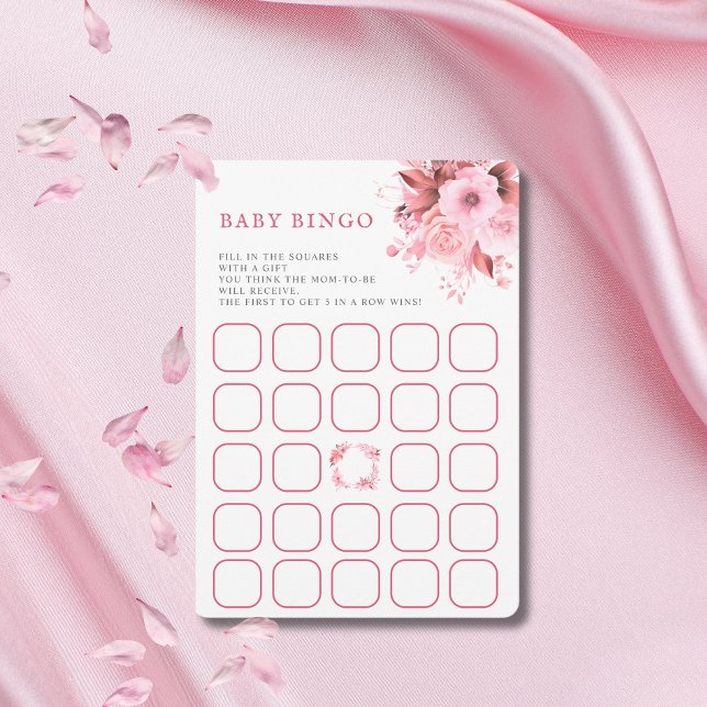 Invitation Jeu de Bingo de Baby shower Floral Rose (Créateur téléchargé)