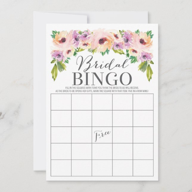 Invitation Jeu de bingo de Fête de l'mariée de fleurs sauvage (Devant)