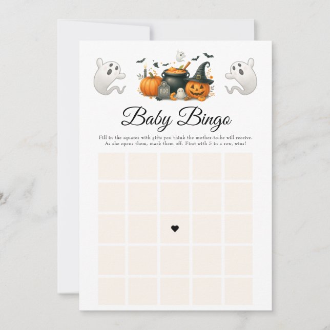 Invitation Jeu de Bingo de la fête du Baby shower d'Halloween (Devant)