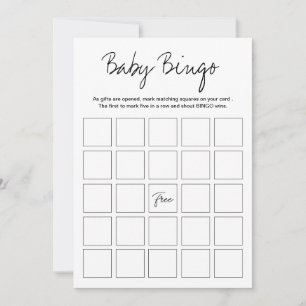 Invitation Jeu de Bingo imprimable pour Baby Shower Moderne H