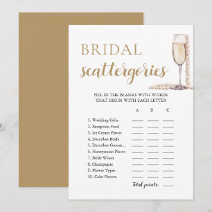 Invitation Jeu de Bridal Scattegories Perles d'Or et Prosecco