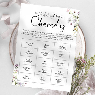 Invitation Jeu de charades pour la douche de mariée Wildflowe