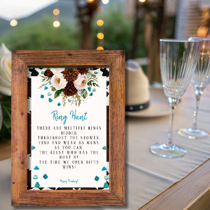 Invitation Jeu de chasse à l'anneau Turquoise Fleurs sauvages