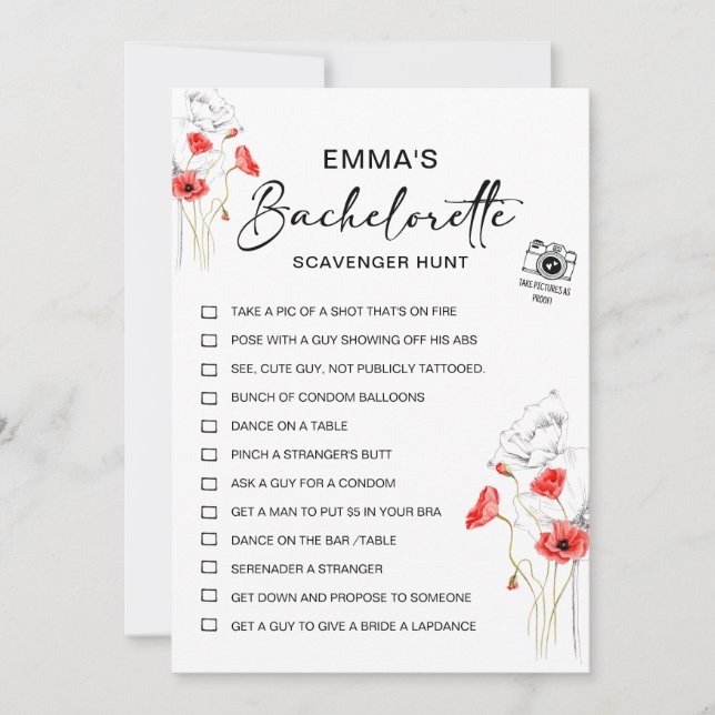 Invitation Jeu de chasse au trésor de bachelorette personnali (Devant)