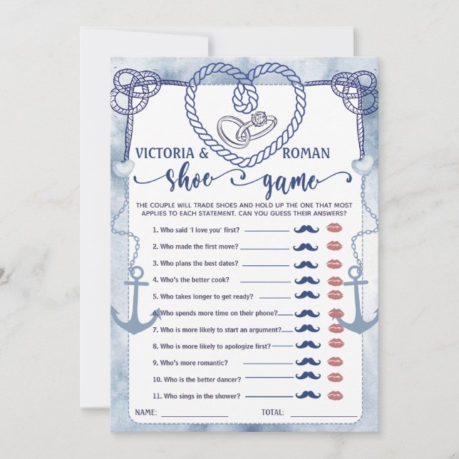 Invitation Jeu de chaussures de mariage Shower de mariage car (Devant)