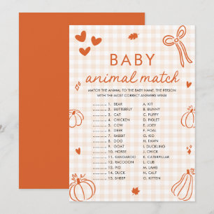 Invitation Jeu de correspondance de bébé animal de citrouille
