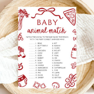 Invitation Jeu de correspondance de bébé animal dessiné à la