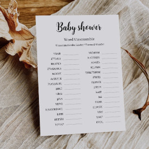 Invitation Jeu de désembrouillage de mots pour Baby Shower, i