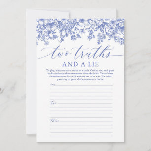 Invitation Jeu de Deux Vérités et un Mensonge à Fleurs Bleues