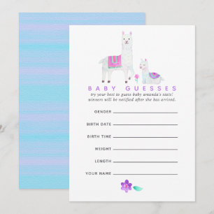 Invitation Jeu de devinette de Baby Shower sur le thème de Ll