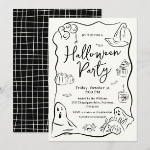 Invitation Jeu de doodle à main ironique pour Halloween
