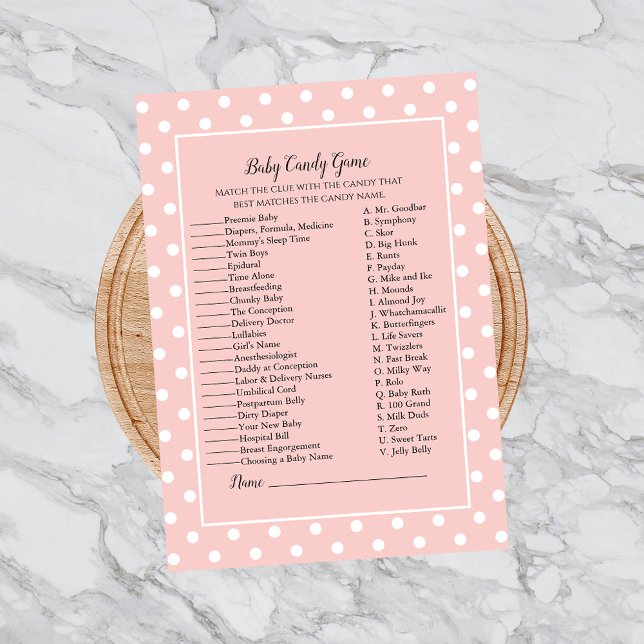 Invitation Jeu de douche à bonbons pour bébé rose tout simple (Créateur téléchargé)