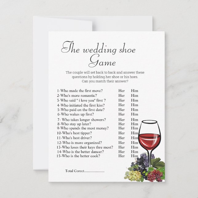 Invitation Jeu de douche de mariée, le jeu de la chaussure de (Devant)