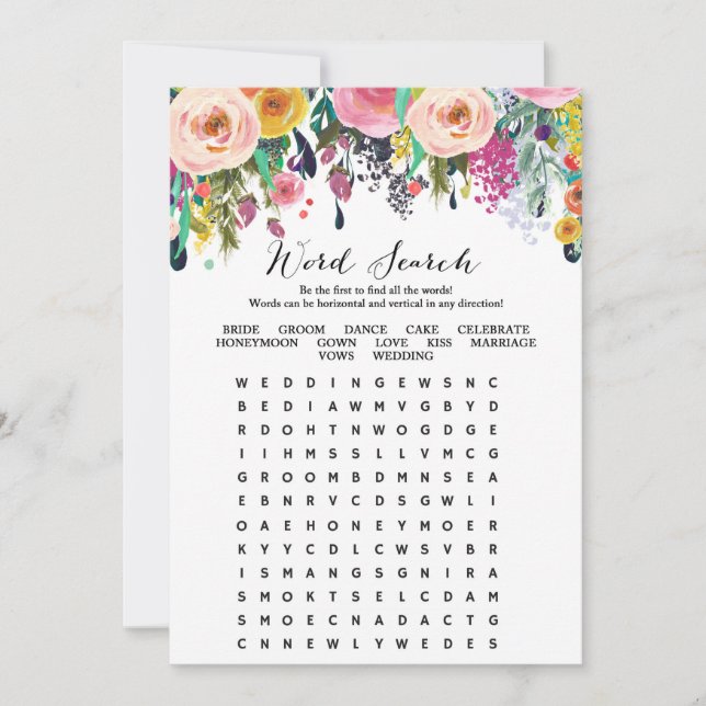 Invitation Jeu de Fête de l'mariée du jardin de recherche Wor (Devant)