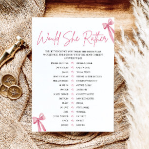 Invitation Jeu de Fête de Mariage Rose Pâle 'Elle Préférerait