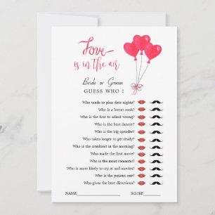 Invitation Jeu de fête prénuptiale Red & White Hearts 