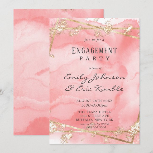 Invitation Jeu de fidélité Blush Pink Gold (Devant / Derrière)