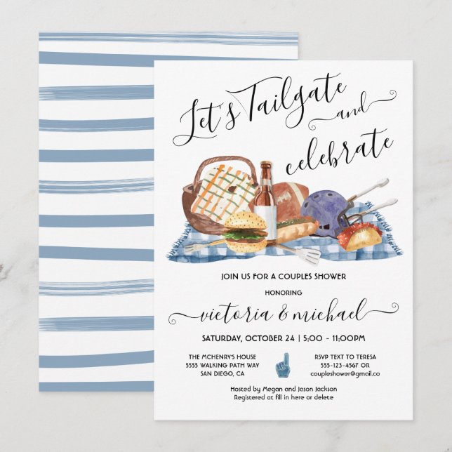 Invitation Jeu de football à hayon Barbecue Bière Shower de c (Devant / Derrière)