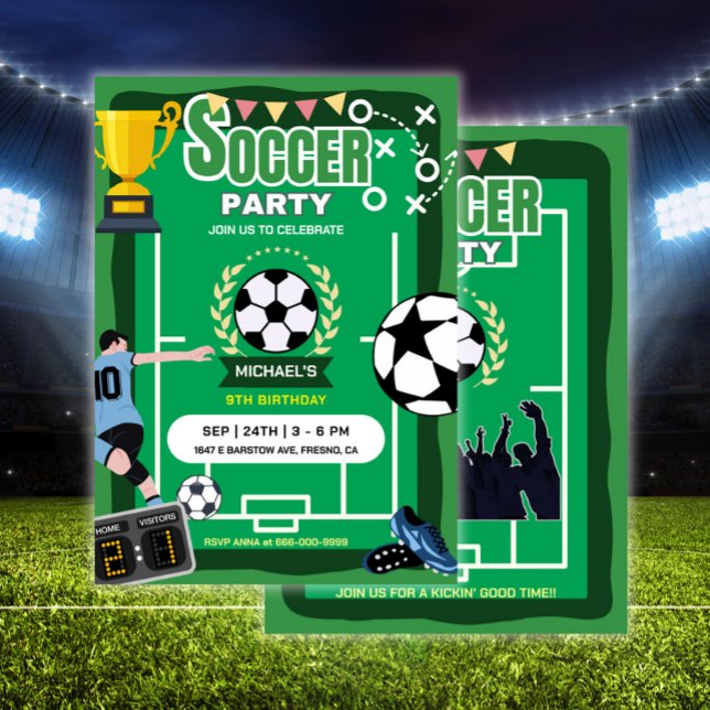 Invitation Jeu de football terrain de football fête d'anniver (Soccer birthday party invitation)