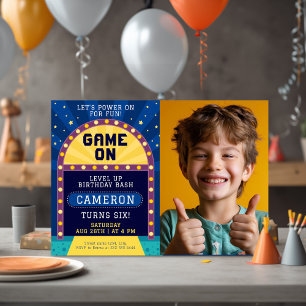Invitation Jeu de garçon à l'anniversaire fête avec photo