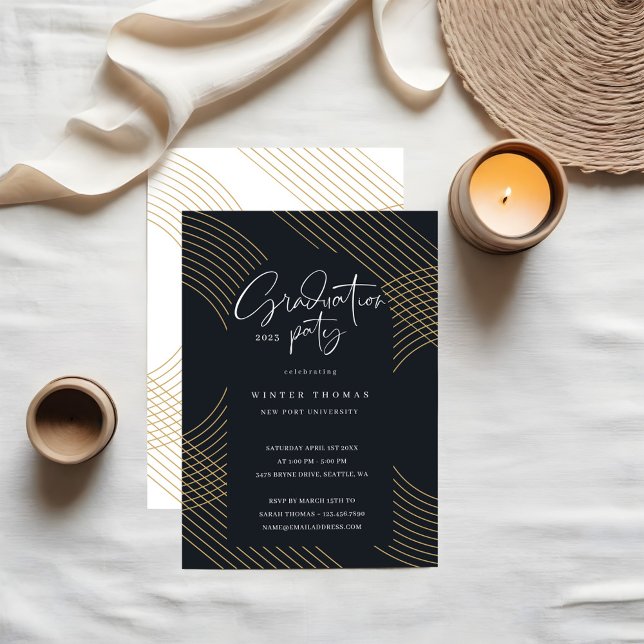Invitation Jeu de graduation des arches concentrées de script (Modern Script Concentric Arches Graduation Party Foil Invitation)