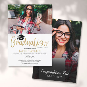 Invitation Jeu de graduation Gold moderne 2 Photo