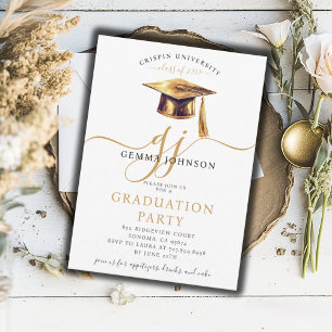 Invitation Jeu de graduation minimaliste de script d'or moder