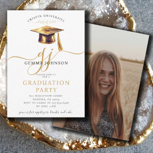 Invitation Jeu de graduation minimaliste Gold Moderne en