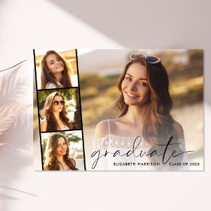 Invitation Jeu de graduation moderne Script Photo Overlay