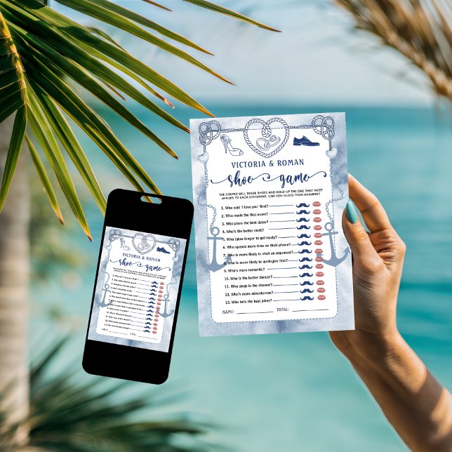 Invitation Jeu de la chaussure pour une fête de fiançailles s (wedding games couples shower bride and groom elegant instant digital download monogram names shoes )