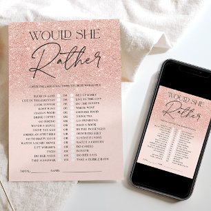 Invitation Jeu de mariage rose gold pailleté ombré rose plutô