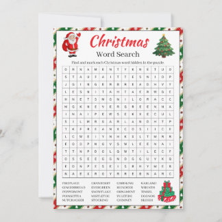 Invitation Jeu de mots cachés de Noël | Amusant mot de vacanc