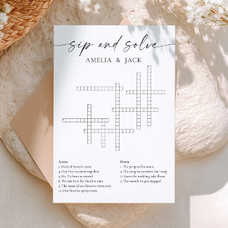 Invitation Jeu de mots croisés de mariage personnalisé Sip an