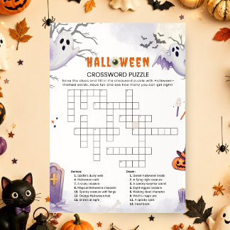Invitation Jeu de mots croisés Halloween | Fête effrayante 