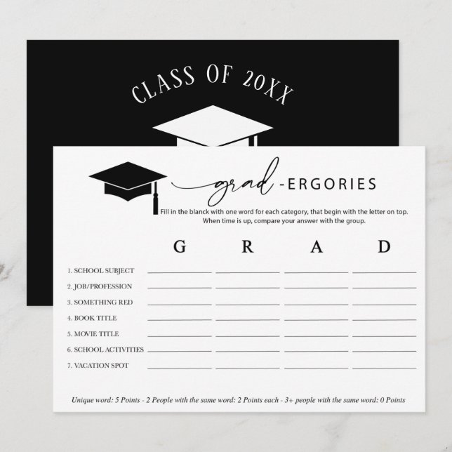 Invitation Jeu de mots de graduation (Devant / Derrière)