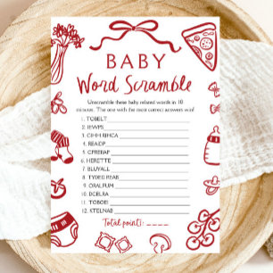 Invitation Jeu de mots mêlés pour bébé italien dessiné à la m