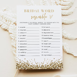 Invitation Jeu de mots mêlés REGINA Gold Sequins pour enterre