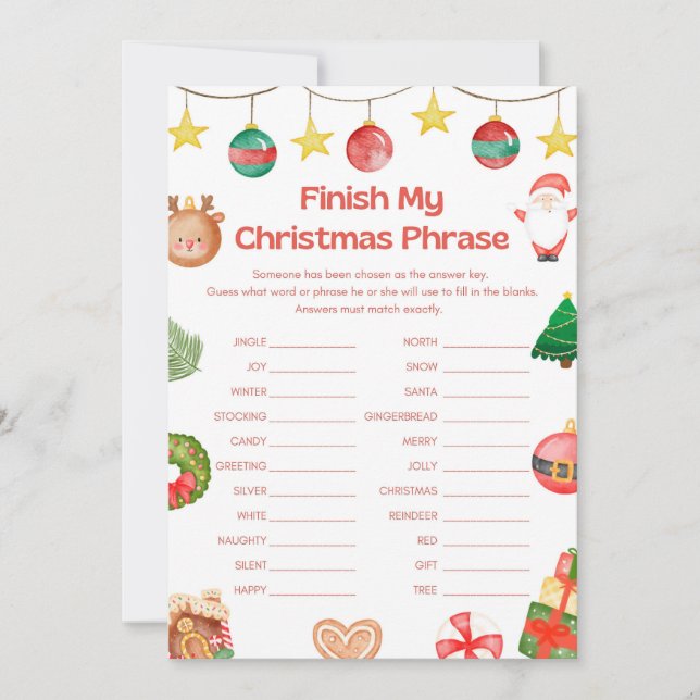 Invitation Jeu de Noël amusant - Pas modifiable - (Devant)