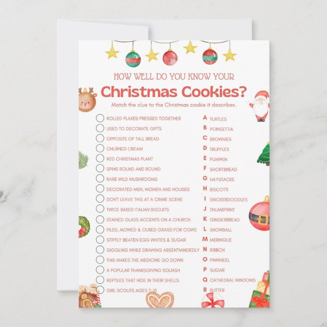 Invitation Jeu de Noël amusant - Pas modifiable - (Devant)