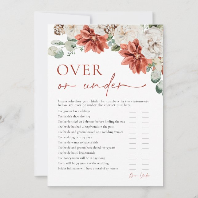 Invitation Jeu de Noël d'hiver sur ou sous la Fête des mariée (Devant)