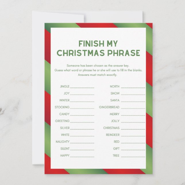 Invitation Jeu de Noël - Non modifiable - (Devant)