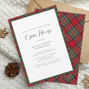 Invitation Jeu de Noël ouvert Stewart Tartan Party