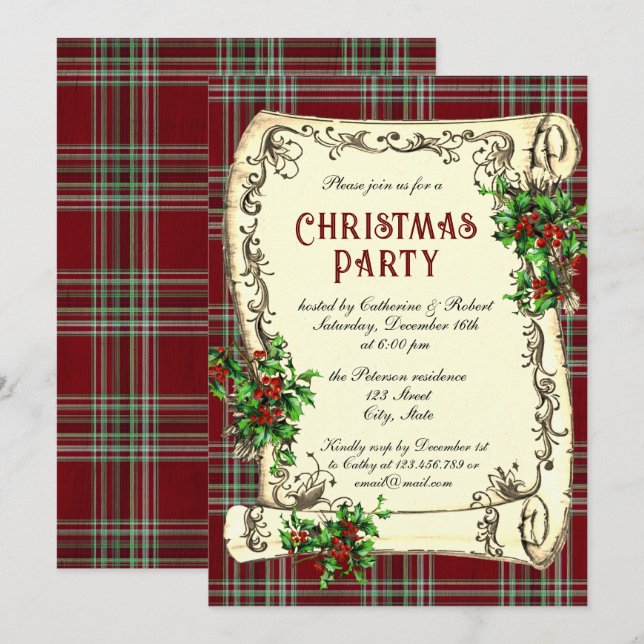 Invitation Jeu de Noël traditionnel Plaid (Devant / Derrière)