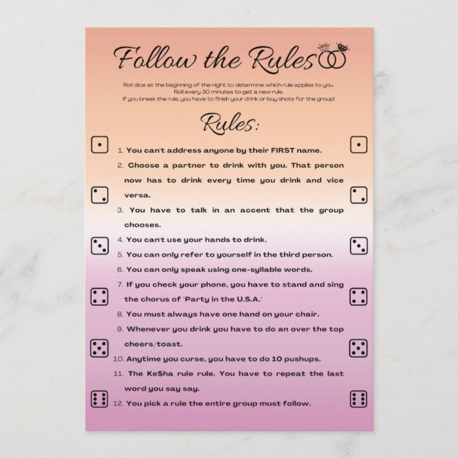 Invitation Jeu de partie de bachelorette lesbienne, Suivez le (Devant)
