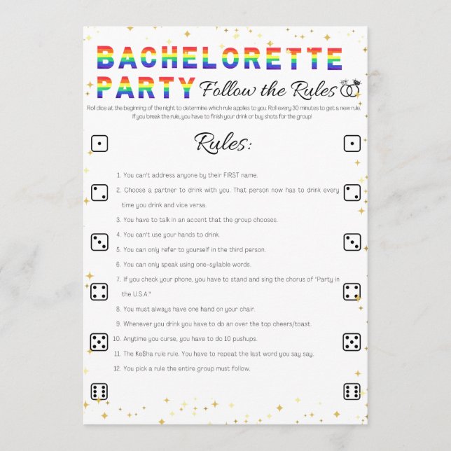 Invitation Jeu de partie de bachelorette lesbienne, Suivez le (Devant)