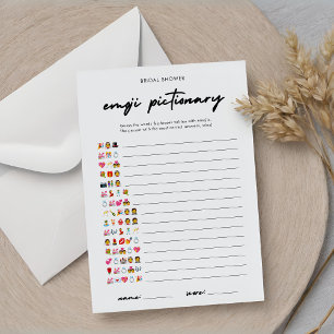 Invitation Jeu de Pictionary Emoji nuptiale moderne avec répo