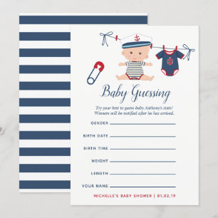 Invitation Jeu de prédictions de Baby shower de bébé nautique