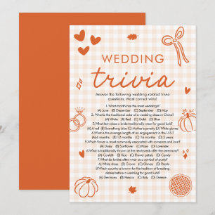 Invitation Jeu de quiz de mariage automnal orange pour la fêt