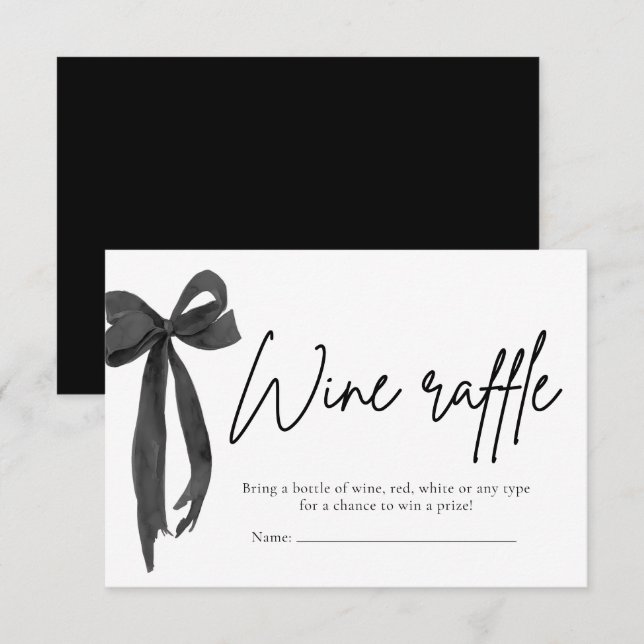 Invitation Jeu de Raffle Black Bow moderne élégant (Devant / Derrière)