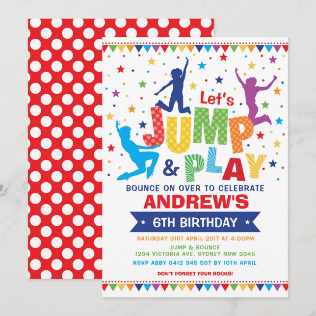 Invitation Jeu de rebondissements vibreux pour l'anniversaire (Devant / Derrière)